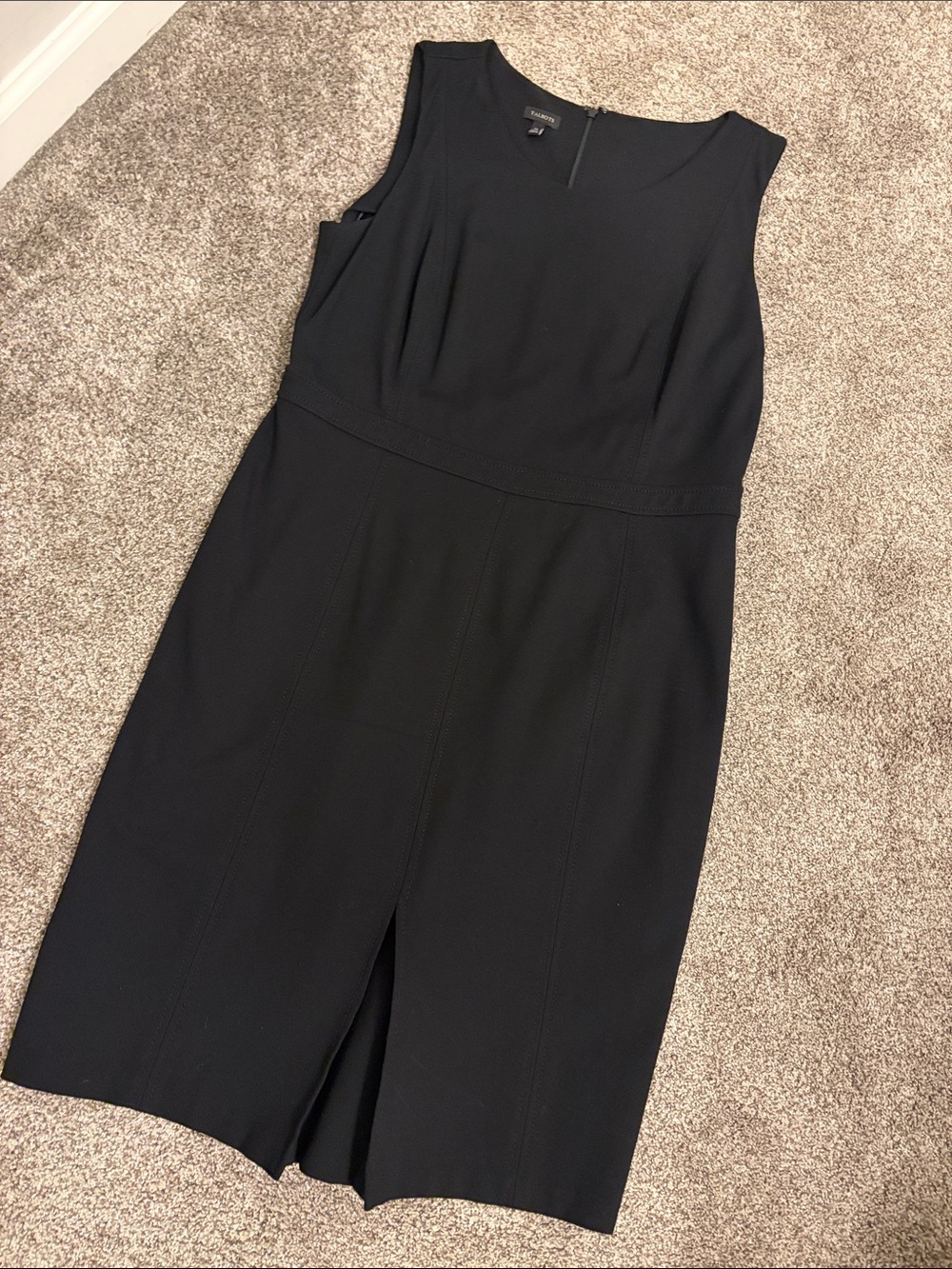 Talbots Black Sleeveless Midi Sheath Dress with Front Slit